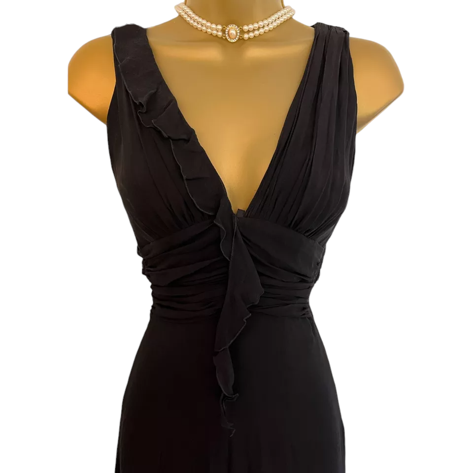 Karen Millen Black Silk Fit & Flare Dress UK 8