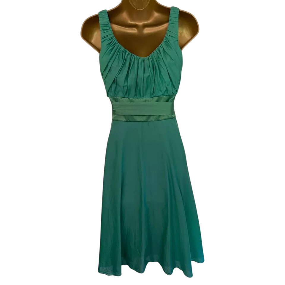 Monsoon Green Cotton Silk Tie Dress UK 8