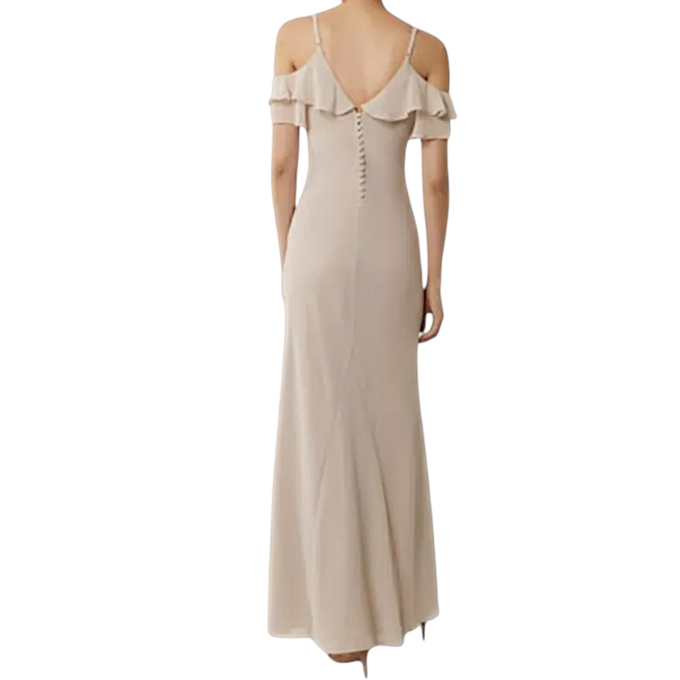 Coast Cream Chiffon Cold Shoulder Maxi Dress UK 12