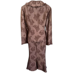 Gina Bacconi Dusky Mauve Jacquard Skirt Suit UK 14