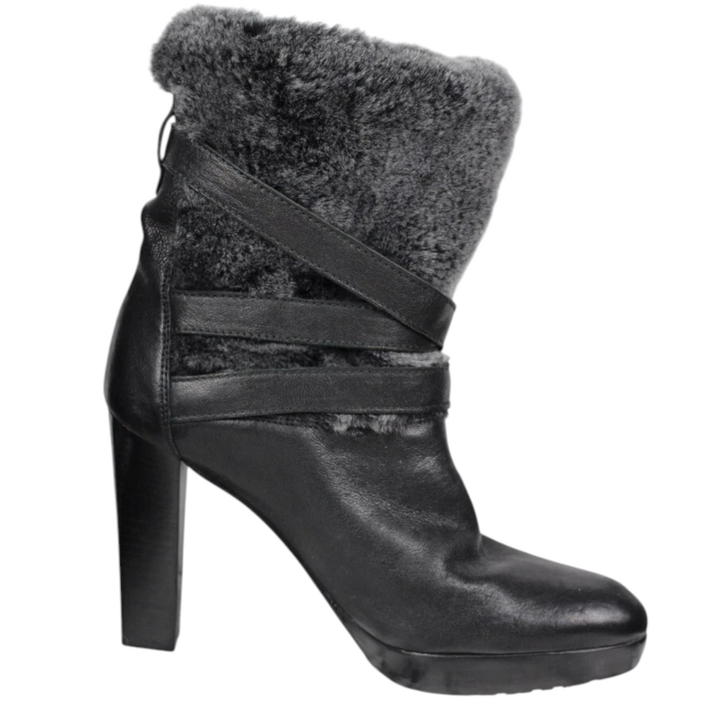 Russell & Bromley X Stuart Weitzman Buckle Faux Fur Lined Boots UK 5
