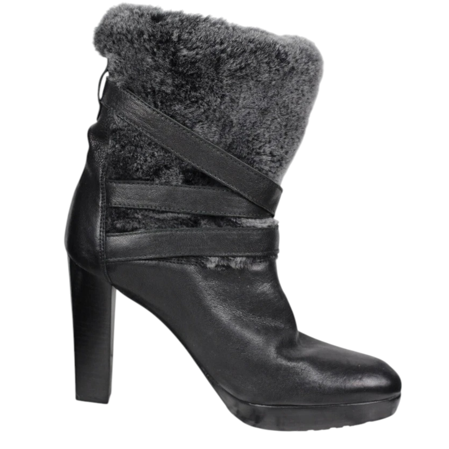 Russell & Bromley X Stuart Weitzman Buckle Faux Fur Lined Boots UK 5