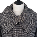M&S Vintage Navy White Wide Collar Belted Jacket  UK 8