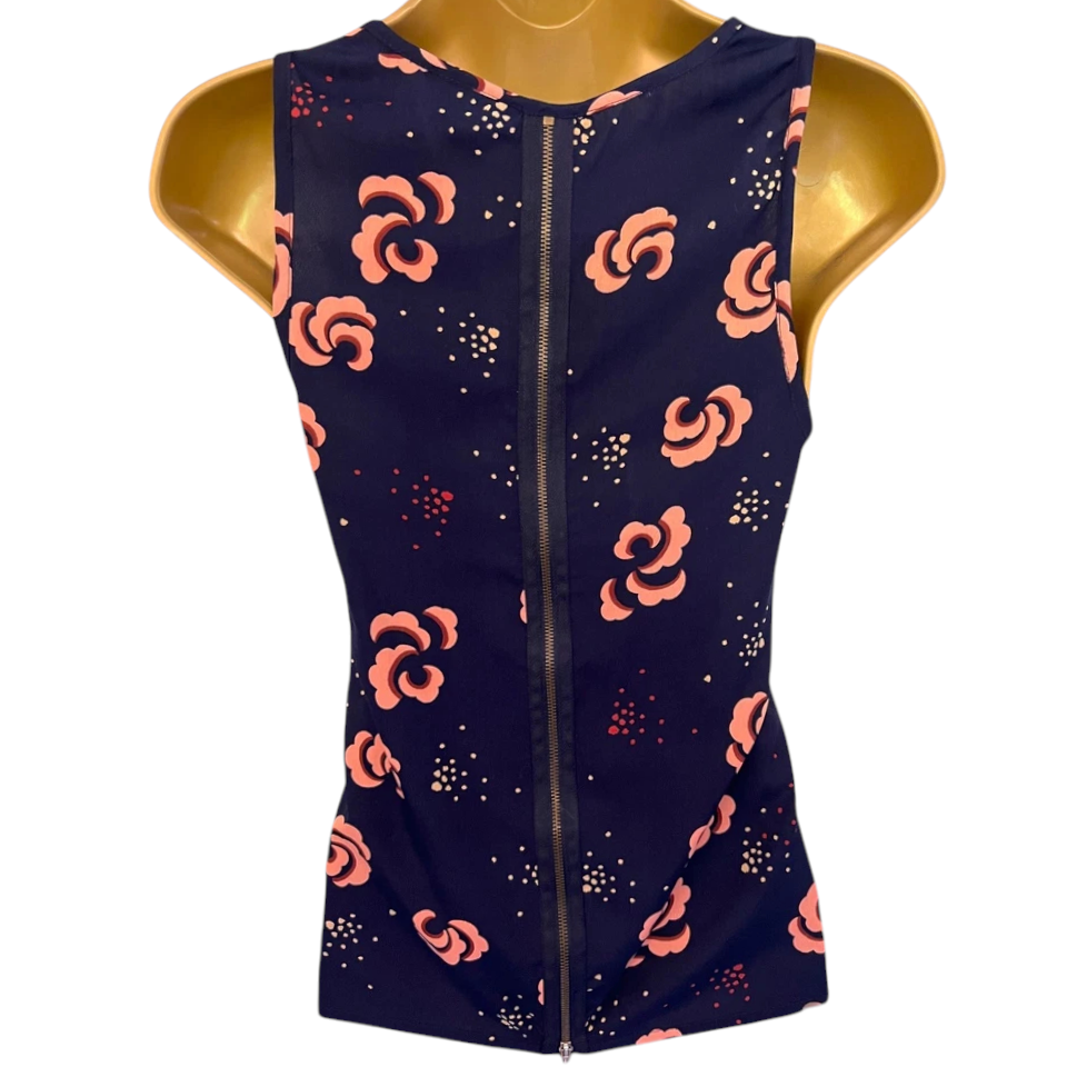 Topshop Silky Navy Racer Back Top  UK 10