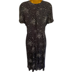 Jigsaw Black Spotted Crepe Dress UK 12
