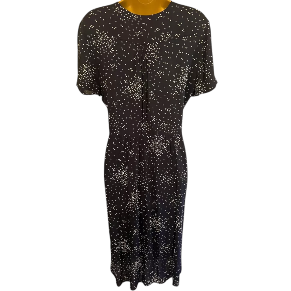 Jigsaw Black Spotted Crepe Dress UK 12