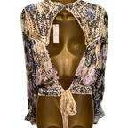 Karen Millen Lydia Multi Coloured Beaded Backless Party Top UK 14