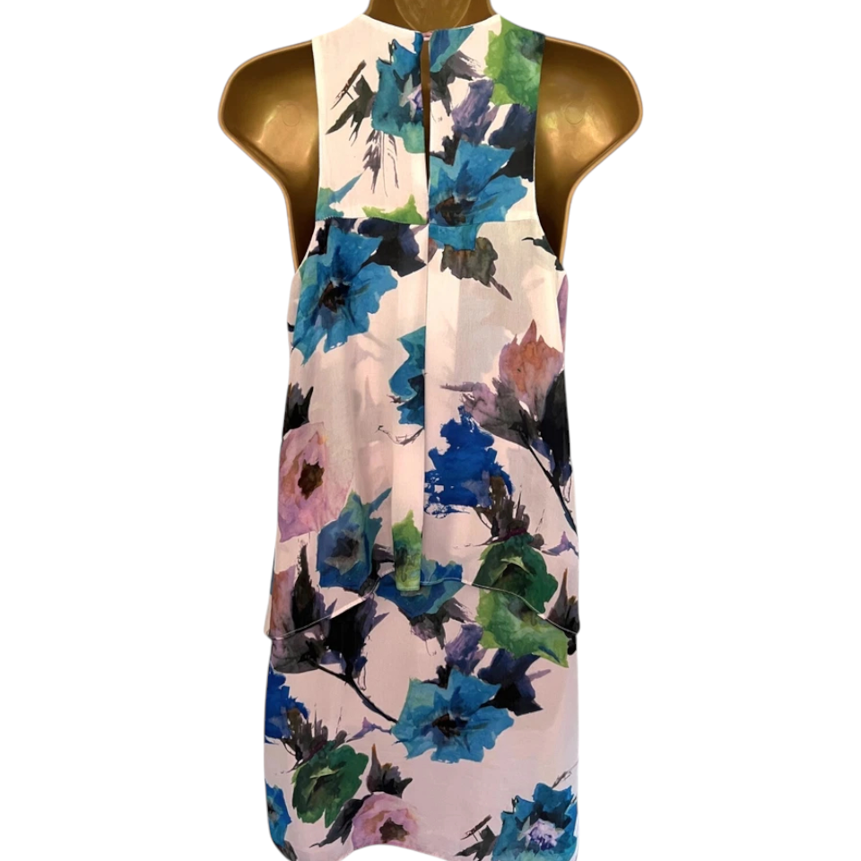 Zara Multicoloured Floral Chiffon Racerback Dress UK 10