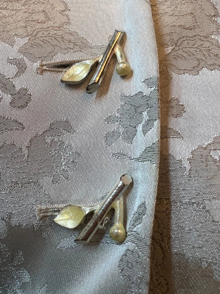 Tomasz Starzewski Vintage Silver Jacquard Longline Jacket UK 14