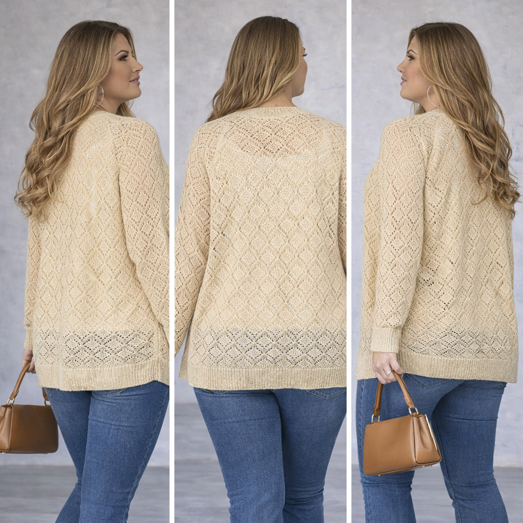 Saint Tropez Cream Gold Thread Crochet Cardigan XL UK 16/18
