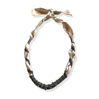 Peach Satin Chain & Diamante Tie Necklace