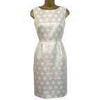 Tara Jarmon White Silver Jacquard Sleeveless Dress UK 10