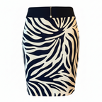 Veronik Alexandre Navy & Cream Silk & Wool Pencil Skirt UK 12