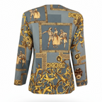 Gianni Versace Iconic Vintage Blue Mustard Cotton Jacket UK 12/14