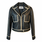 Gianni Versace Vintage Brown & Cream Lambs Leather Jacket UK 12