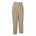 Alexander Wang Ecru High Waisted Tapered Pleated Trousers UK 6