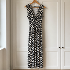 Hobbs Black & Cream Jersey Maxi Dress UK 8