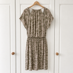 Calvin Klein Khaki Abstract Print Drop-Waist Dress – UK 14