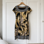 Frank Lyman Black & Yellow Palm Leaf Dress UK 14