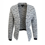 B.Young Ivory Blue Black Cotton Cardigan UK 10